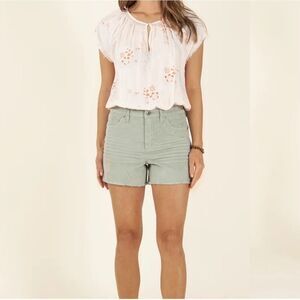 Carve Designs Oahu Light Green Corduroy 4" Low Rise Frayed Shorts - Size 6